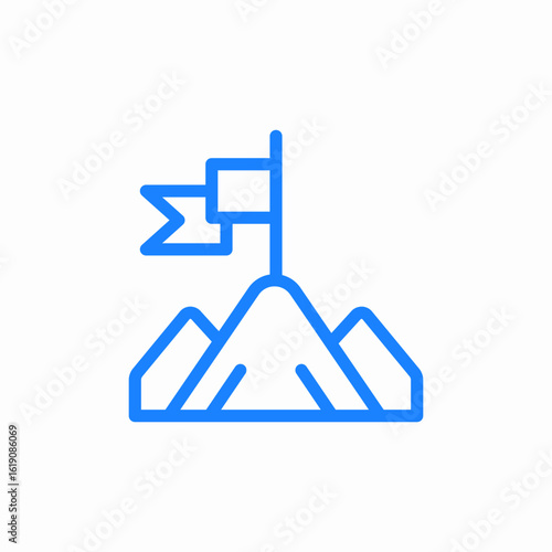 flag on mountain peak icon sign vector