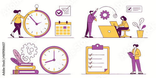  Project Management Illustrations: Workflow, Scheduling & Productivity