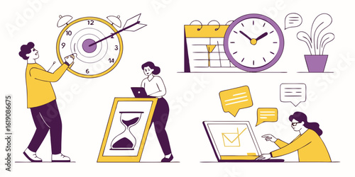 Time Management Illustrations: Scheduling, Deadlines, and Productivity
