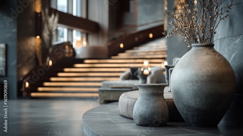 Wallpaper Mural Modern minimalist lobby with stylish pottery and lighting Torontodigital.ca