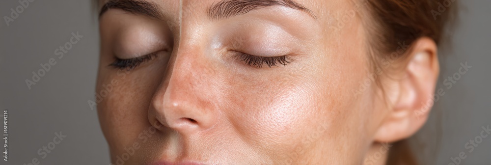 Fototapeta premium Before and After Peel Treatment Showcasing Improved Skin Texture and Radiance in Soft Light