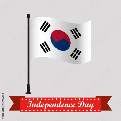 Flat South Korea Independence Day With Waving Flag