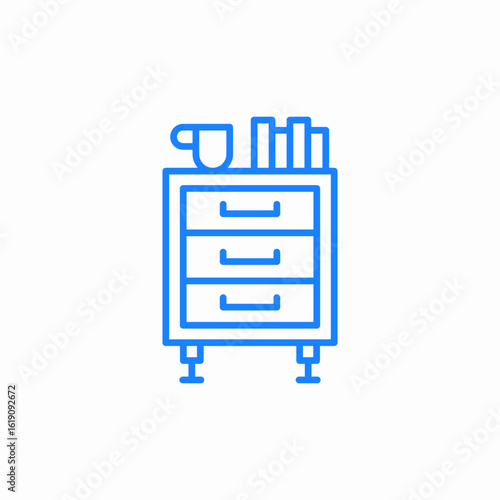 bedside drawers icon sign vector