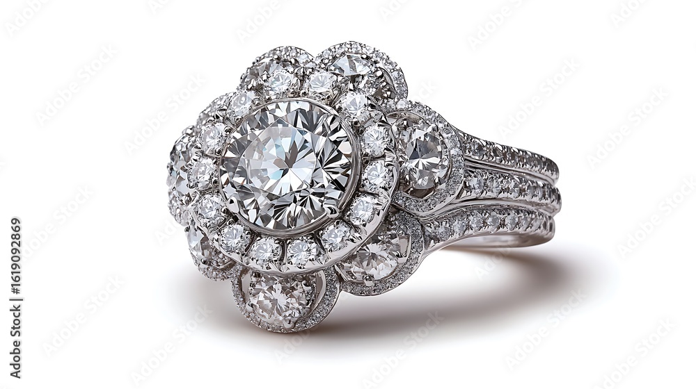 Obraz premium Elegant Diamond Ring With Flower Design