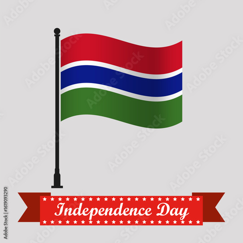 Flat Gambia Independence Day With Waving Flag