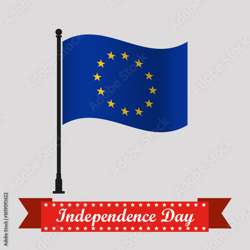 Flat European Union Independence Day With Waving Flag