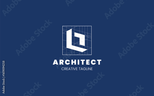 Letter O Architect logo with technical sketch style for architecture or construction company