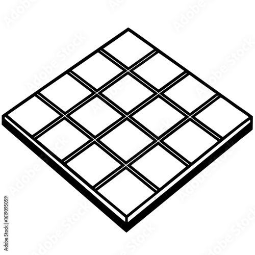 Tile layout with grout lines in a square pattern on a white background