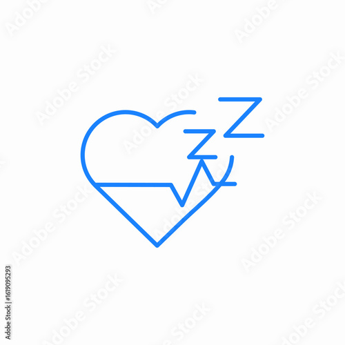 heart with an ecg pulse line sleep heart rate monitoring during sleep icon sign vector