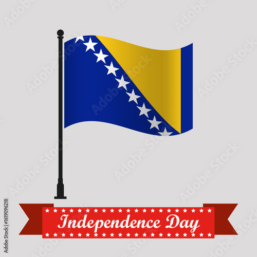 Flat Bosnia and Herzegovina Independence Day With Waving Flag