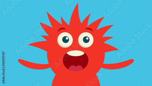 Animated Features The surprised character has a cartoonish charm with flushed in bright red to indicate excitement. The puff out slightly as if the character is about to exclaim
