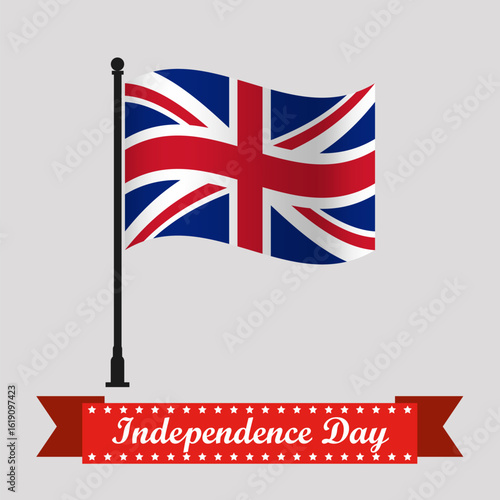 Flat United Kingdom Independence Day With Waving Flag