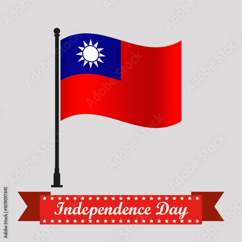 Flat Taiwan Independence Day With Waving Flag