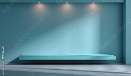 Wallpaper Mural Teal room with floating shelf Torontodigital.ca