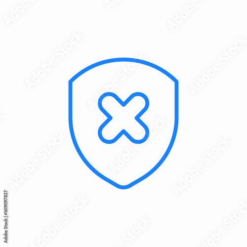 shield with a cross no protection icon sign vector