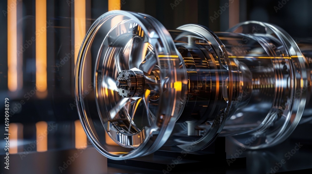 Fototapeta premium Futuristic transparent engine component