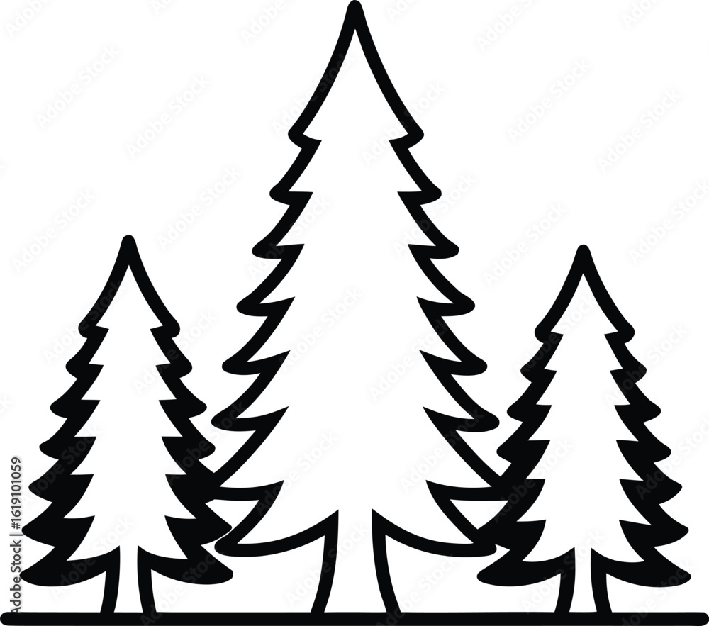 Obraz premium pine forest silhouette icon on transparent background