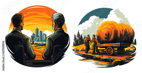 Illustrative Portraits of Male Scientists Engaged in Research and Discovery