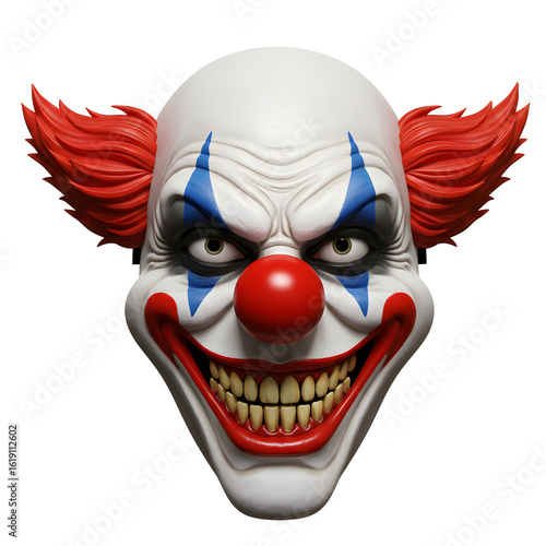 Scary Evil Clown Face with Red Hair