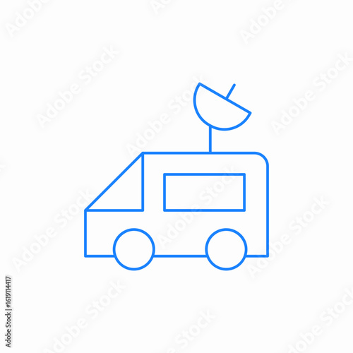 satellite communication tv broadcasting van icon sign vector