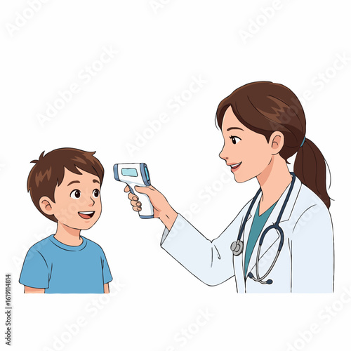 Doctor Checking Child’s Temperature and Health Status