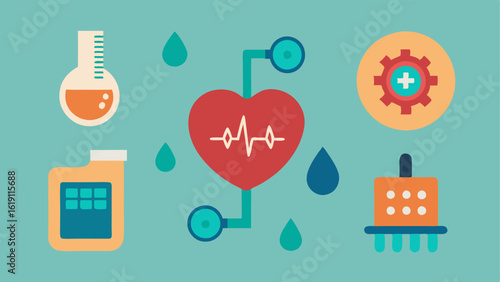 Device Overview A palmsized chip depicted with various symbols representing diagnostic tests such as a heart a drop and a microscope.