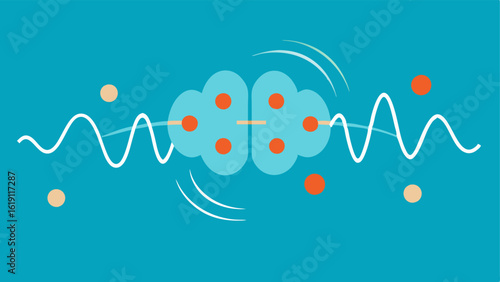 Brain Waves An artistic representation of brain waves in rhythmic patterns with dots representing oxygen enhancing the waves amplitude showing improved mental clarity.