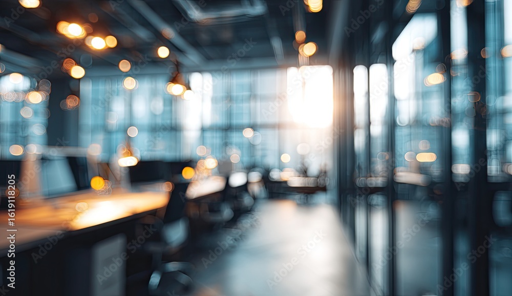 Fototapeta premium Blurred interior of a modern office space