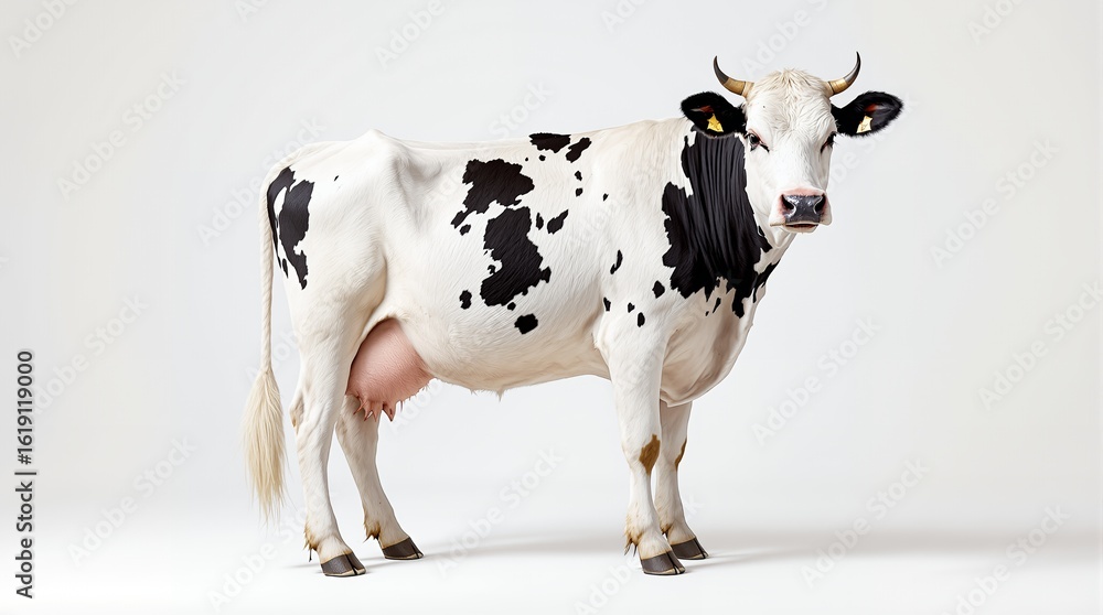 Dairy Cow on White Background Full Body Shot Dairy Cow on White Background Full Body Shot