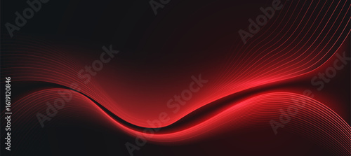 Modern abstract red wave on dark background,tech banner, corporate business concept, hi-tech abstract background, vector illustration for business or presentation