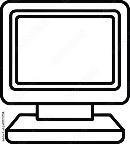 computer icon outline vector illustration on transparent background