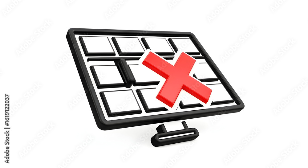 Obraz premium Computer Monitor Error Red X Symbol Problem Failure