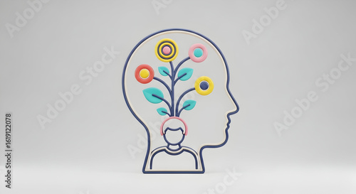 Wallpaper Mural Creative Mind Growth Concept with Head Silhouette and Blooming Ideas Torontodigital.ca