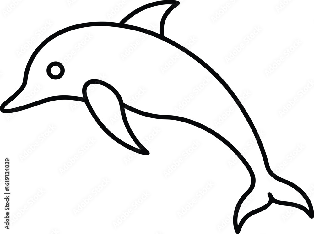 Fototapeta premium dolphin icon outline vector illustration on transparent background