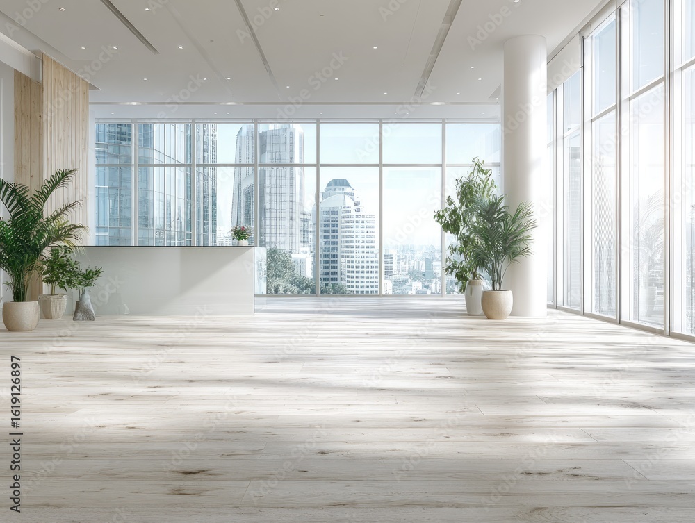 Fototapeta premium Modern office interior with city view (2)