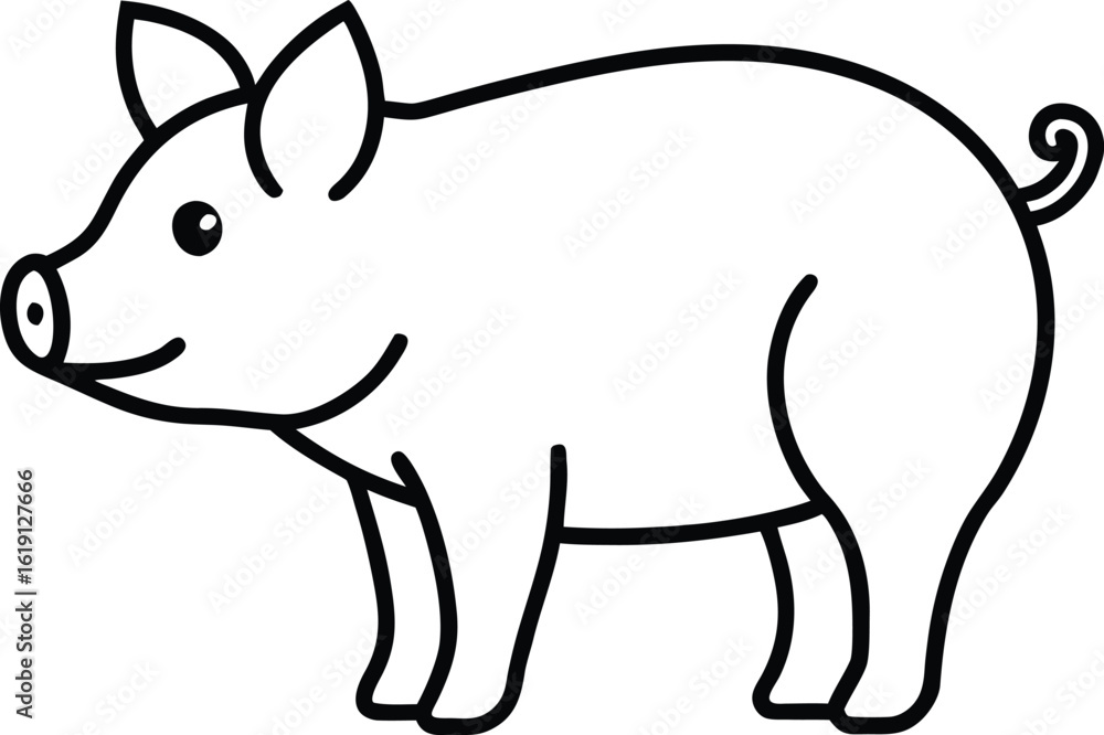 Fototapeta premium pig icon outline vector illustration on transparent background