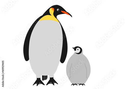 寄り添うコウテイペンギンの親子のイラスト_2匹
