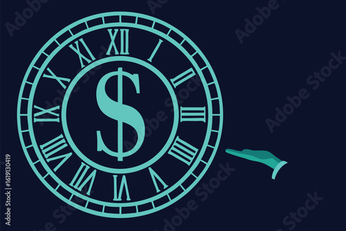 Clock with Dollar Sign and Hand time money