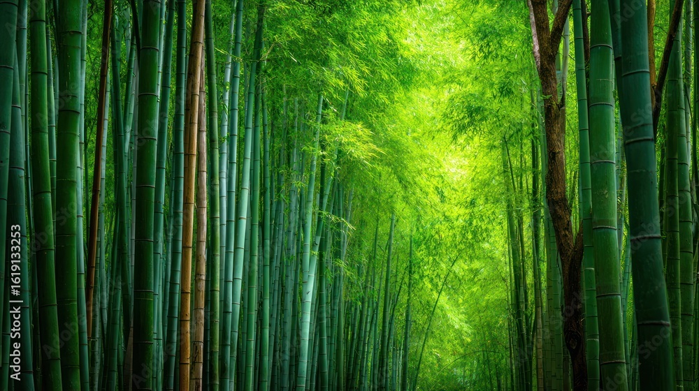 Fototapeta premium Lush bamboo grove, vibrant green