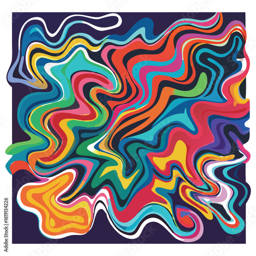 Wallpaper Mural Colorful Abstract Swirl Pattern with Fluid Lines and a Dark Background Torontodigital.ca