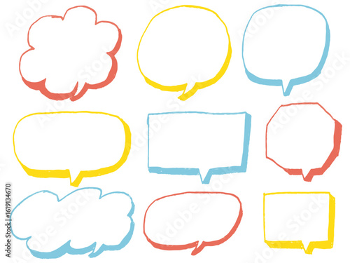 手描きあしらいセット　吹き出し　カラフル