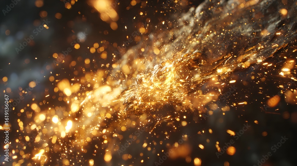 Obraz premium Sparkling metal sparks against a dark background.