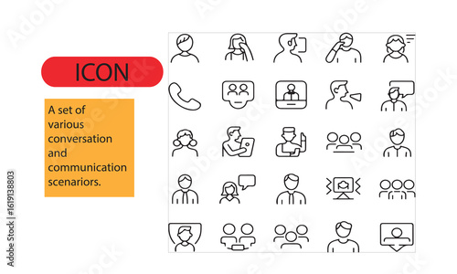 A set of conversation and communication scenarios icon