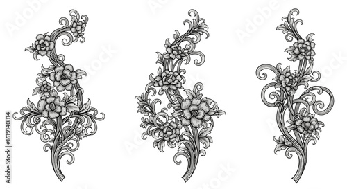 Elegant floral vintage patterns with exquisite botanical details