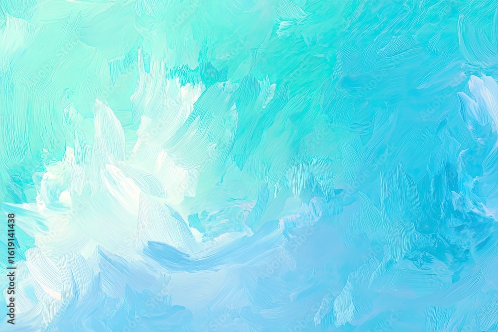 Fototapeta premium Abstract painting with light teal and white brushstrokes
