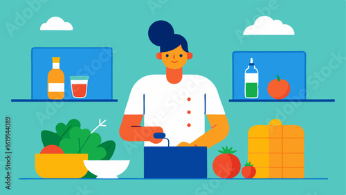 Clean Eating A colorful kitchen scene with a patient preparing a fresh healthy meal filled with vibrant fruits and vegetables representing the importance of clean eating in