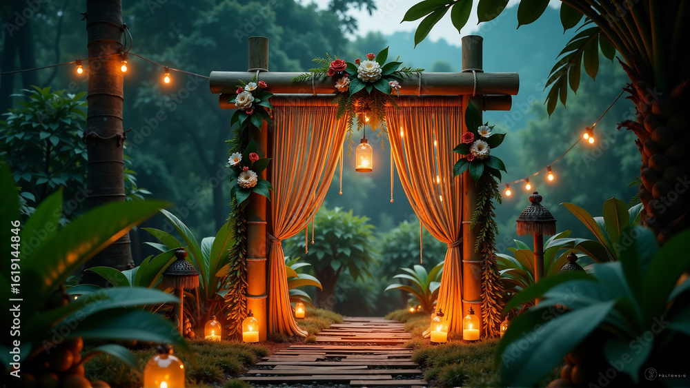 Obraz premium Enchanted Jungle Altar: A Symphony of Sustainable Decor