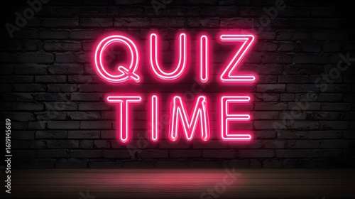 Neon sign displaying the words quiz time.