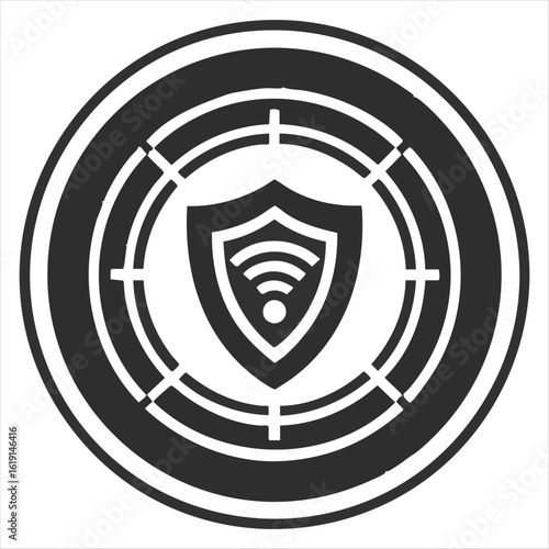Shield with wifi signal and crosshairs security