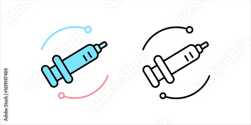 hormone therapy line icon set. with a syringe
  vector illustration, pictogram isolated on white background. color editable